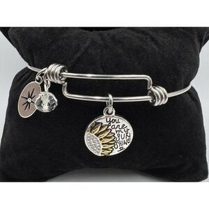 Unwritten Happiness You Are My Sunshine Crystal Sunflower Silver Plated Bracelet